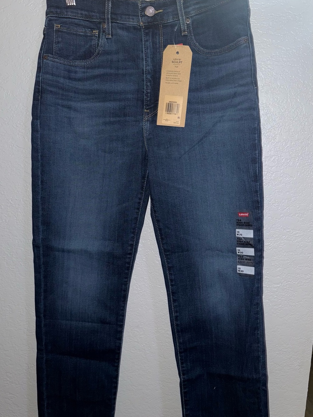 NWT Levi's 724 High Rise Straight Crop Jeans Women's 10 Dark Wash Slim Sculpt